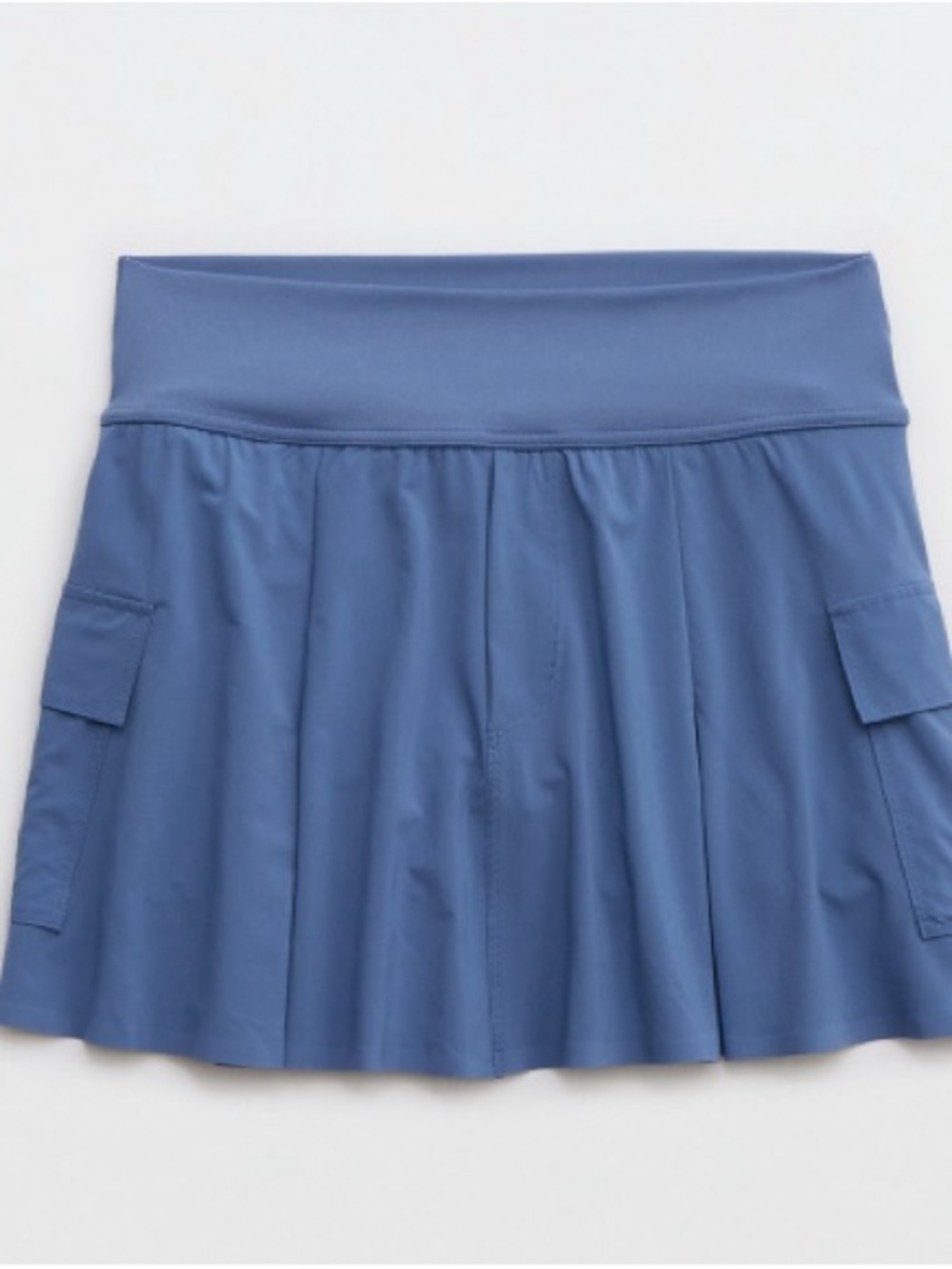 aerie Blue Pleated Skater Skort with Side Pockets